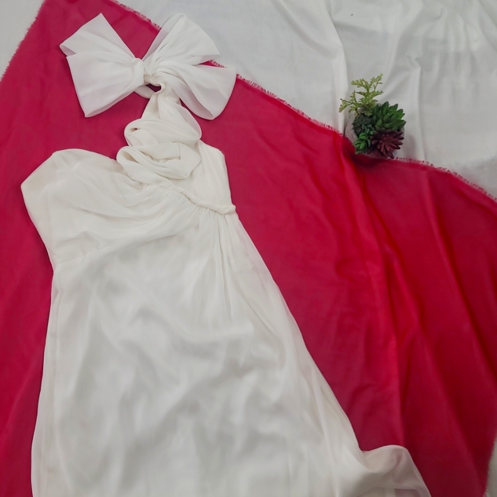 LILIANA ivory one shoulder wedding formal party gown sz 8